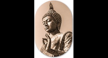 Muurovaal Boeddha - WallCatcher | Geborsteld Aluminium 80x120 cm | Ovalen schilderij | Wandovaal Statue Buddha