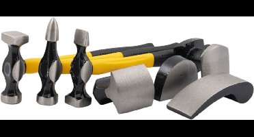 Topgear 7-delige hamer uitdeukset - metaalbewerking - geel/zwart - inclusief koffer