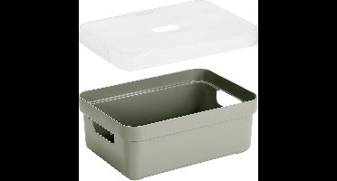 Sunware Opbergboxen met transparante deksel - 3x stuks - kastmanden - lichtgroen - 9 liter - kunststof - 35 x 25 x 12 cm - Opbergers