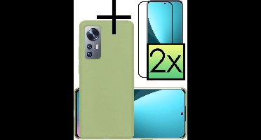 Hoesje - Met 2x Screenprotector - Geschikt voor Xiaomi 12X - Sterk & Shockproof - Back Cover - Siliconen Case - Telefoon Hoes - Groen