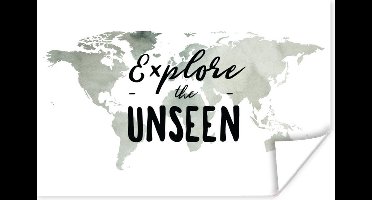 Poster Wereldkaart - Wit - Quote - 30x20 cm