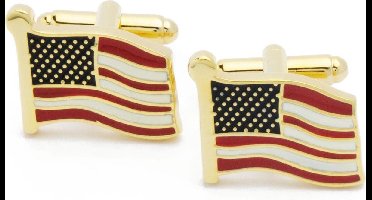 Manchetknopen - Vlag Amerika USA Goud