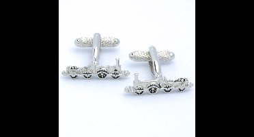 Manchetknopen - Stoomtrein Ouderwets Zilverkleurig