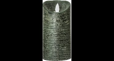 PTMD LED Kaars rustiek donkergroen 7,5 x 7,5 x 15 cm - LED Light Candle rustic dark green moveable flame M