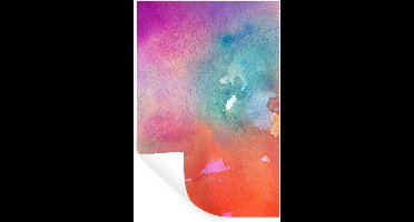 Muurstickers - Sticker Folie - Waterverf - Groen - Roze - Oranje - 20x30 cm - Plakfolie - Muurstickers Kinderkamer - Zelfklevend Behang - Zelfklevend behangpapier - Stickerfolie