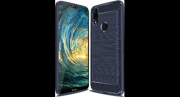 Ntech Soft Brushed TPU Hoesje Geschikt voor Huawei P20 Lite - Donker Blauw
