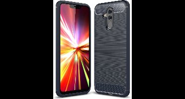 Ntech Soft Brushed TPU Hoesje Geschikt voor Huawei Mate 20 Lite - Donker Blauw