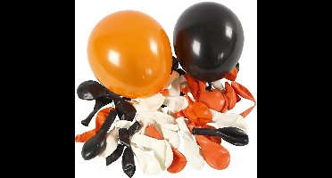 Creotime Ballonnen Voor Helium Zwart/ Oranje/ Wit 100 Stuks