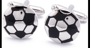 Manchetknopen - Voetbal Bal Soccer Zilver en Zwart