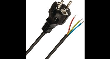 Schuko apparaatsnoer 3x1mm2 met open einde 3m