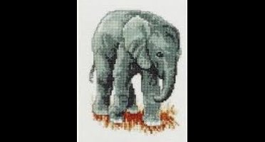 Pako borduurpakket met telpatroon - Olifant - 210.843 - voorgesorteerd garen - Aida ivoor - 13 x 17 cm - DIY kit