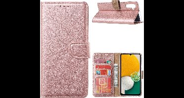 Hoesje Geschikt Voor Samsung Galaxy A13 5G / A04s Hoesje met Pasjeshouder bookcase – Rosegoud