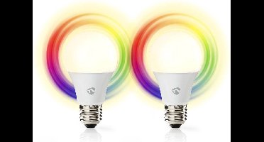 Nedis SmartLife Multicolour Lamp - E27 - 806 lm - 9 W - RGB / Warm tot Koel Wit - 2700 - 6500 K - Android / IOS - Peer - 2 Stuks