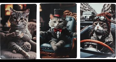 Van Manen wandbord metaal Gentlemen Cat decoratie 20x30cm katten.