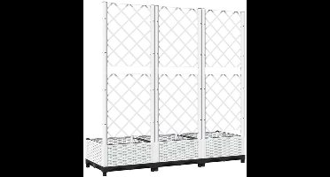 Plantenbak Met Rankgitter – Tuinbak – Klimplantbak – Balkonbak – Buitenbloembak – Wit – Weerbestendig Kunststof – 120x40x121,5 Cm