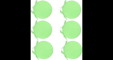 6 stuks kleine ronde zitkussens, 30 cm spons stoelkussen, picknickkussen voor buiten binnen en buitenzitkussen met banden voor tuin, terras, kantoor, koffiebar (Lichtgroen)