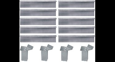 Bellissa 10089 slakkenhek - metalen border voor tuin en bloemperk - 14 delig gegalvaniseerd staal 20 cm grijs