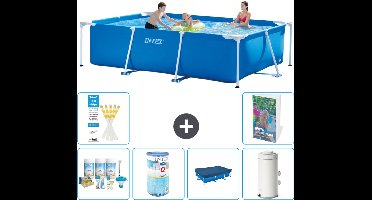 Intex Rechthoekig Frame Zwembad - 300 x 200 x 75 cm - Blauw - Inclusief Onderhoudspakket - Filter - Afdekzeil - Zwembadfilterpomp - 7-delig