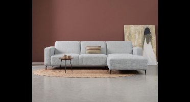 Meubelplaats Hoekbank Nolan met Chaise Longue Rechts – Cremona Stof - Lichtgrijs - 275x150x84 cm