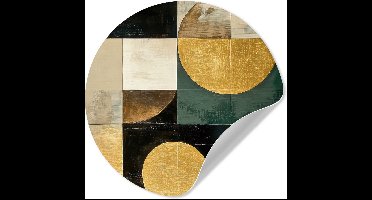 WallCircle® - Behangcirkel 30x30 cm - Muurstickers Abstract - Goud - Brons - Vormen - Geometrisch - Muurcirkel woonkamer - Wandcirkel slaapkamer - Kamer decoratie zelfklevend - Muurdecoratie accessoires