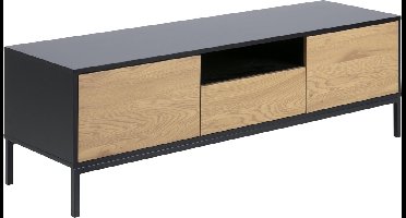 Sea tv meubel zwart, eiken, zwart metaal.