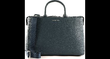 MANDARINA DUCK Leren Handtas Shopper met laptopvak Mellow Urban Handbag Avio Blauw