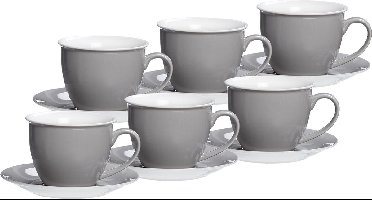 Milchkaffee Tassen mit Untertassen Doppio 350 ml Set van 6