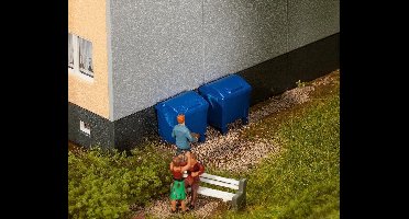 Faller - 2 Blauwe afvalbakken - modelbouwsets, hobbybouwspeelgoed voor kinderen, modelverf en accessoires