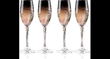 alpina Champagneglazen Set 4 Stuks - Champagne Glazen Smoked - Ook Geschikt voor Prosecco en Cava - Champagneflutes voor elke Gelegenheid - Glas