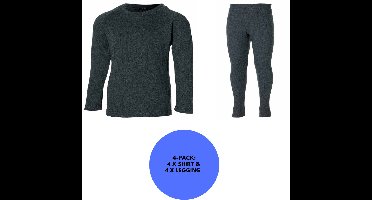 Heatkeeper - Thermo broek/shirt kinderen - Set - Maat 128/134 - Antraciet - 4 x broek/shirt