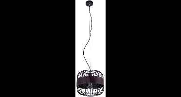 Hanglamp zwart 'Tuno' E27 fitting draadlamp metaal leer 300mm