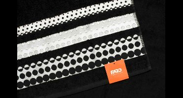 Faro Silver Serie - Handdoek - 70x140 cm - Zwart - Satijnen Rand