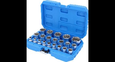 BRILLIANT TOOLS 1/2" dopsleutelset, kort, 21 st. 8 - 36 mm -...