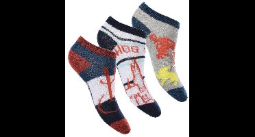 Harry Potter Sokken - Maat 23-26 - Kindersokken - Sokjes voor jongens - 3 paar - Voor kinderen - Harry Potter - Rood/grijs/blauw