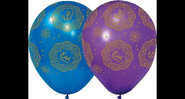 Eid Mubarak - Ballonnen - 6 stuks - blauw-goud-paars