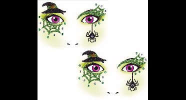 Halloween Gezicht stickers - 2x - heks - multi kleuren - volwassene - gezichtdecoratie