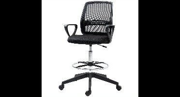 Staandekruk – Bureaustoel – Draaistoel – Kantoorstoel – Verstelbare Kruk – Ergonomisch – Metalen Frame – Voetensteun – Zwart – Hoogte Verstelbaar 102,5-126 cm