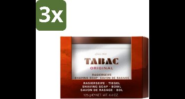 3 x Tabac Original - Scheerzeep in Pot - Rijke schuimvorming - 125 gr - Scheerzeep - Scheerbeurt - Schuim - Huidhydratatie - Tabak Geur