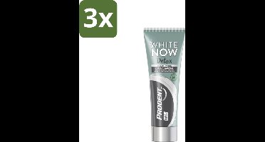 3 x Prodent - White Now - Tandpasta - Natuurlijke Ingrediënten - Klei En Houtskool - 75 ml - Tandpasta - Witte Tanden - Klei Tandpasta - Houtskool Tandpasta - Detox Tandpasta