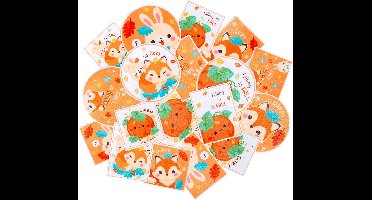 Set van 18 Waterdichte Bosdier Stickers voor Planners en Laptops | Vrolijke Vos en Konijn Stickers in Herfststijl