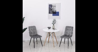 Eetkamerstoel – Kuipstoel – Stoel – Zitten – Meubel – Lichtgrijs – Ademend Linnen – Metalen Frame – Compact 59,5x56,5x81 cm – Set van 2