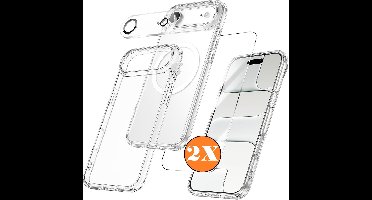 Transparant Hoesje iPhone Air Hoesje Geschikt voor MagSafe – Silicone Case met 2x Screenprotector & Camera Lens Bescherming