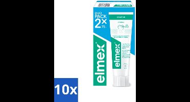 10 x Elmex - Tandpasta - Sensitive Duopack - Gevoelige Tanden - 2 x 75 ml - Gevoelige Tanden - Aminfluoride - Tandpasta - Tandgevoel - Tandbederf