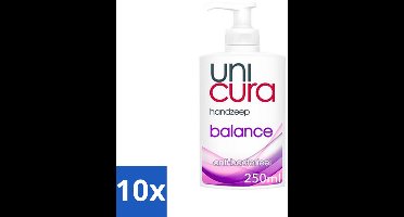 10 x Unicura Vloeibare Handzeep Anti Bacterieel Balans 250 ml - Handzeep - Antibacterieel - Handen Reinigen - Huid Verzorgen - Schone Handen