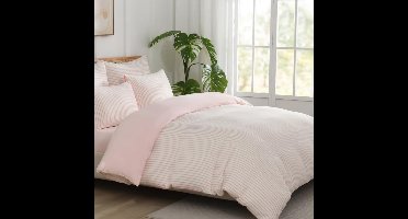 Boraboi® Vierdelige Bedset in Roze-Wit Gestreept Design van Ademend Microvezel