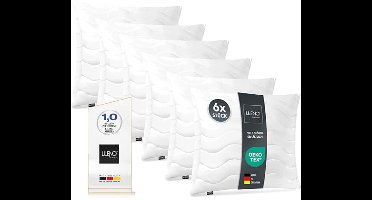 LILENO HOME Hoofdkussen, 50 x 50 cm, set van 6, als kussenvulling, bed of decoratief kussen met ritssluiting om aan te passen, wasbaar tot 95 °C, sofa-kussen en sierkussen voor bank/bed