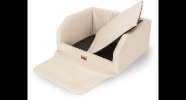 Hondenmand Auto Kofferbak – DogSeat® Bella Adventure – Luxe Premium Design – Wit Stijlvol Leatherlook – Medium – Waterafstotend – Met Veiligheidsriemen – Voor 1 of 2 Honden