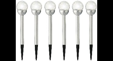 8x lumineo led steker bol - solar - 30 cm - rvs - prikspot - tuinverlichting tuinsteker - tuinlampen - solarlampen op zonne-energie