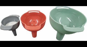 Excellent Houseware Techters - 3-delige set - met zeefje - verschillende formaten