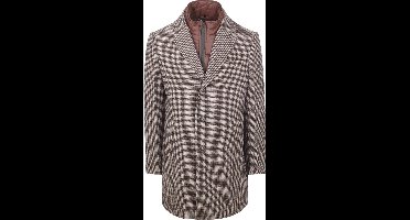 Suitable Coat Wol Pepita Beige Camel - Maat 52 - Heren - Mantels & coats